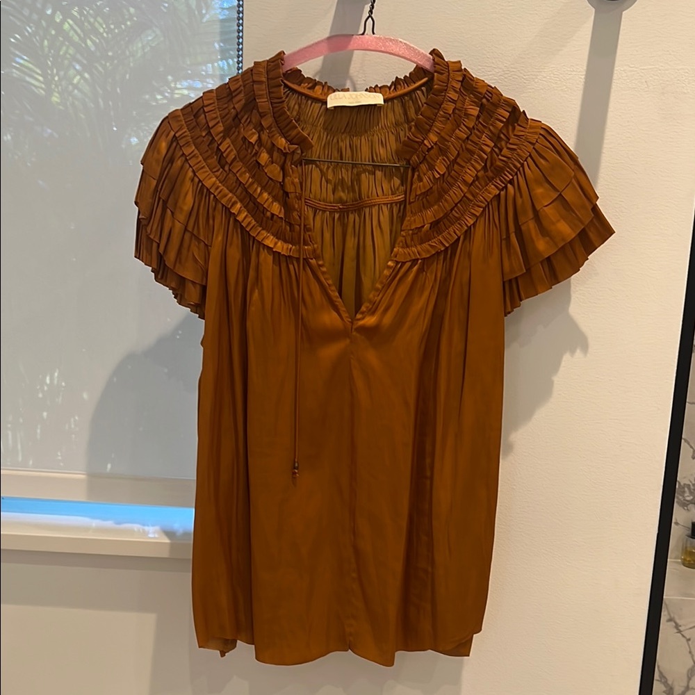 Ruffled Terra Cota Women's Top